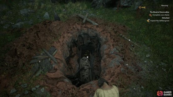 and search the open grave to get clues you need to progress.