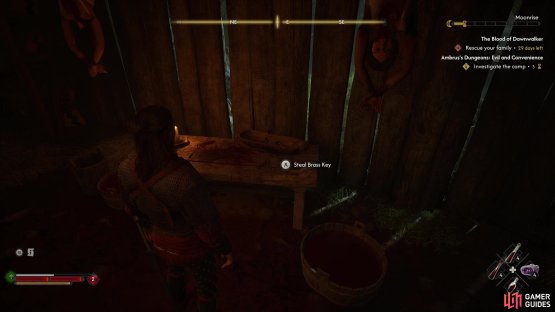then head into the barn and keep searching to find a Brass Key.