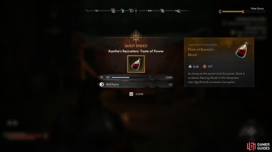 but you can also complete the quest &ldquo;Xanthe&rsquo;s Recruiters: Taste of Power&rdquo; to get a Vial of Brencis&rsquo;s Blood.
