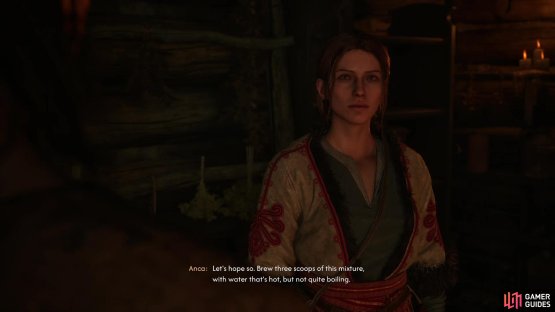 Visit Anca and she’ll get you the herbs you need and tell you how to brew medicine for Esme,