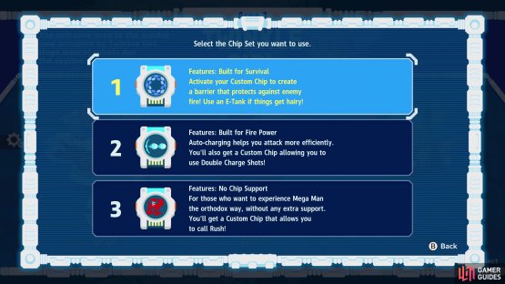 There are three chips to choose from before the start of an area; the top two can be seen as accessibility aids.