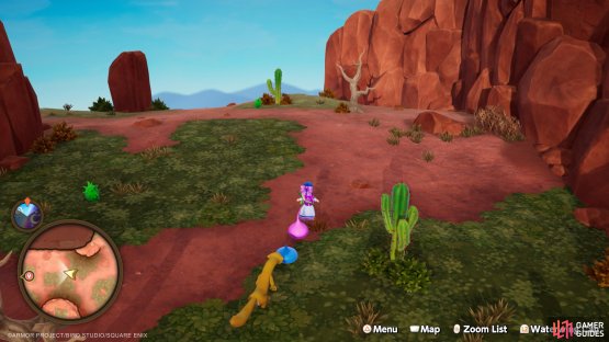 The world rolls forward as you move on the fields, similar in style to Animal Crossing.