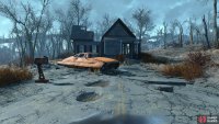Follow the road from the Drumlin Diner to find an abandoned house.