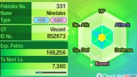 Press the Y button in the status screen to view your Pokemon’s EVs.