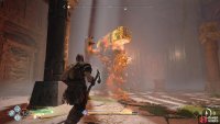 Keep rolling after the initial stomp to avoid the subsequent fire damage bursts beneath your feet.