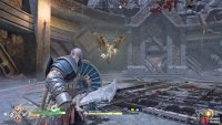 You’ll need to block the magical projectiles which Geirdriful fires from the air.
