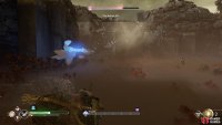 The last projectile is larger, and cannot be blocked, so you’ll need to dodge it.