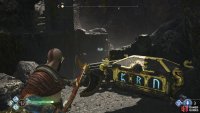 The first Rune can be found on the wall to the left of the chest.
