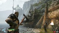 You can free the boat by hitting the runic disc with your axe.