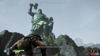The runic markings show where the statue is vulnerable to axe throws.