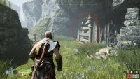 Be sure to loot the artefact behind this blockade before you jump down from the ledge.