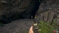 a wolf awaits as you head inside the cave followed by another inside