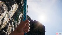 you’ll have to climb the rope higher to be able to swing and jump on the higher platform