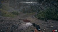 you’ll come upon blood as you drop down a ledge