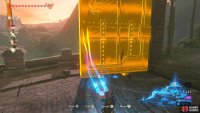 Pull open the gate with Magnesis and make sure you do so quickly