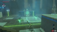 Place the metal object between the two platforms to power up the final wire.