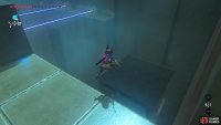 Use the crystal to move a block up into the air and hop onto it