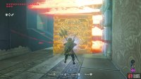 you’ll need to use magnesis to drag the metal cube across the flames to make a safe path for you and the ice cube. 