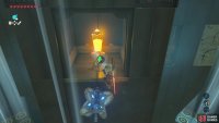 Wait for the gust of wind to open the gate then head into the alcove to hit the orange crystal