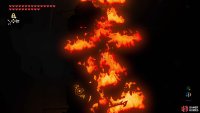 Just before the second corner, there are some vines on the wall that you can burn.