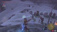 Shoot arrows to lure the Moblin trio towards the Ice Chuchu.