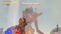 Windblight Ganon packs a blaster that can rapidly shoot lasers. Fight back  with arrows.
