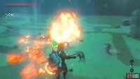 Glide up using the updrafts and then quickly shoot an Ancient Arrow at the Lynel before its arrows hit you.