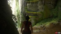 Slide across the slope and jump to the handholds