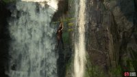 Swing to the handholds by the waterfall