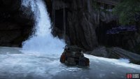 Go inside the cave at the back