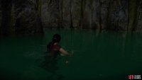 Dive beneath the water to seek out the treasure along the wall