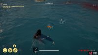 Shoot the sharks from the surface of the water to avoid an unpredictable underwater conflict.