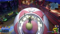 Drop onto the UFO to find a Lucky Emblem