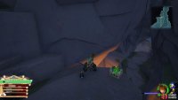 in the cave, run up the wall and leap over to the other platform.