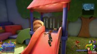 climb the slide to find a chest at the top.