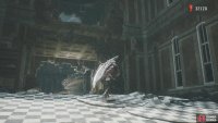 After the building falls once, double jump to the upper section