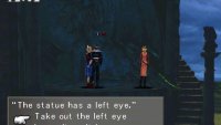 Return back down to the first gargoyle, insert both eyes and enter the code.