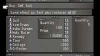With Tonberry’s abilities you can buy Tents and Cottages in bulk