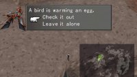 Land on the rock formation and search above the waterfall to find a bird’s nest.