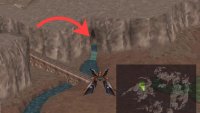 Find a waterfall running from a rock formation near Deling City