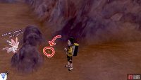 2/3: Halfway through the tunnel, turn towards the small passageway along the left. Before entering the passageway, check behind the rocks on the left.