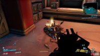 You’ll be able to find the Dead Claptrap hidden behind a bar in the upper section of the lobby,
