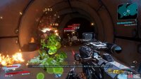and then shoot the bomb from inside the cave to detonate it.