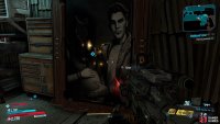 Interact with the Portrait on the back wall to reveal a button,