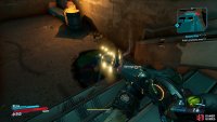 you’ll find the Claptrap at the bottom of some stairs.