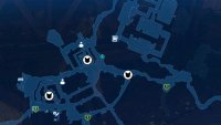 The locations of the three cats on the map - find them in order, from right to left.
