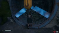 Use the Force Slow Ability to slow down the fan allowing you to enter