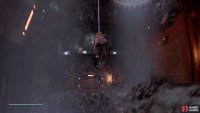 now swing across to the platform above and hop down 