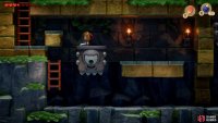 then use the one at the end of the room to climb towards the ladder,