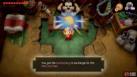 then follow the beach around and break a hole into the crumbling wall to speak with Goriya to trade something for a Boomerang.
